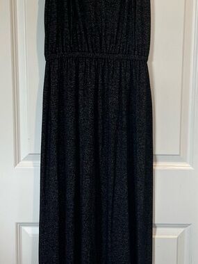LOFT Black with light gray speckles Maxi Dress Super cute and comfy size MP